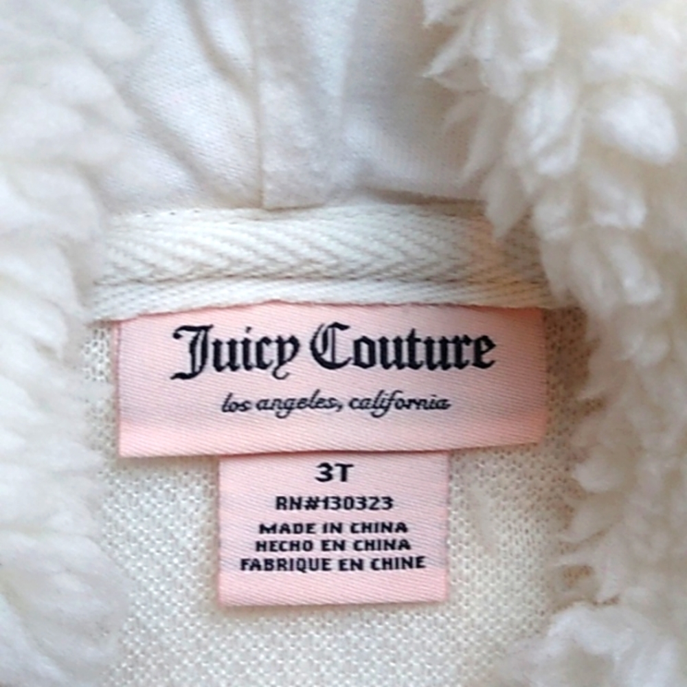 ❤️Juicy Couture Faux Fur Hooded Jacket. White with Gold. Sz 3T - Picture 3 of 7